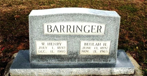 Robert Henry Barringer marker