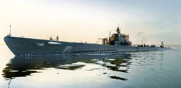 USS Porpoise - US Navy photo colorized by Alex Wolf